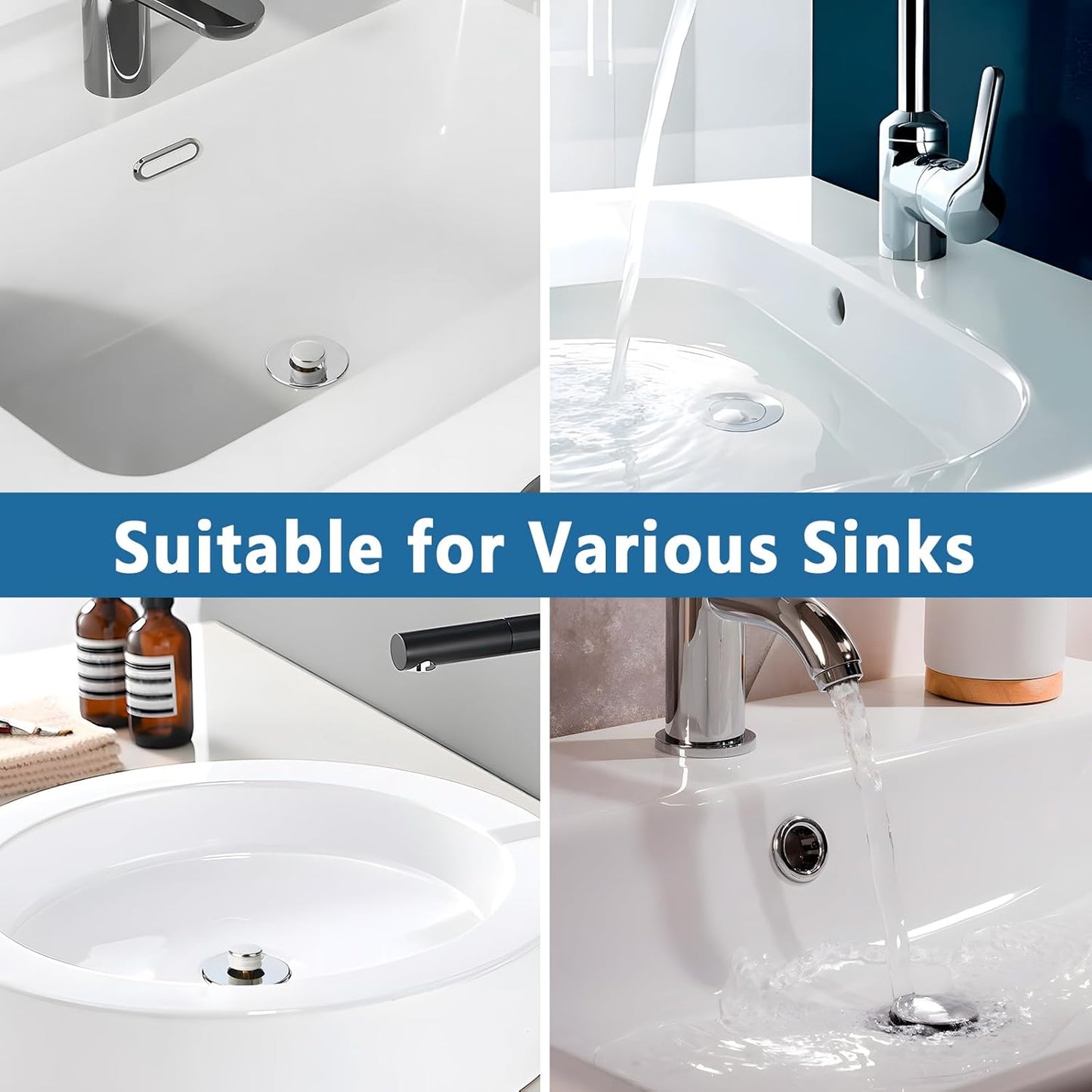 Upgrade Your Bathroom with Our 2Pcs Removable Stainless Steel Drain Strainer & Stopper - Perfect for Universal Sinks!