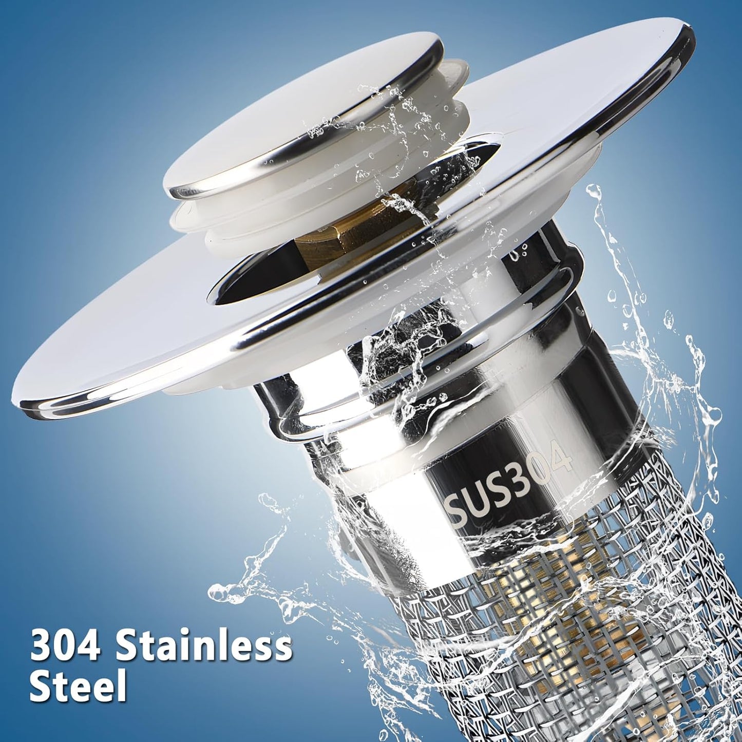 Upgrade Your Bathroom with Our 2Pcs Removable Stainless Steel Drain Strainer & Stopper - Perfect for Universal Sinks!
